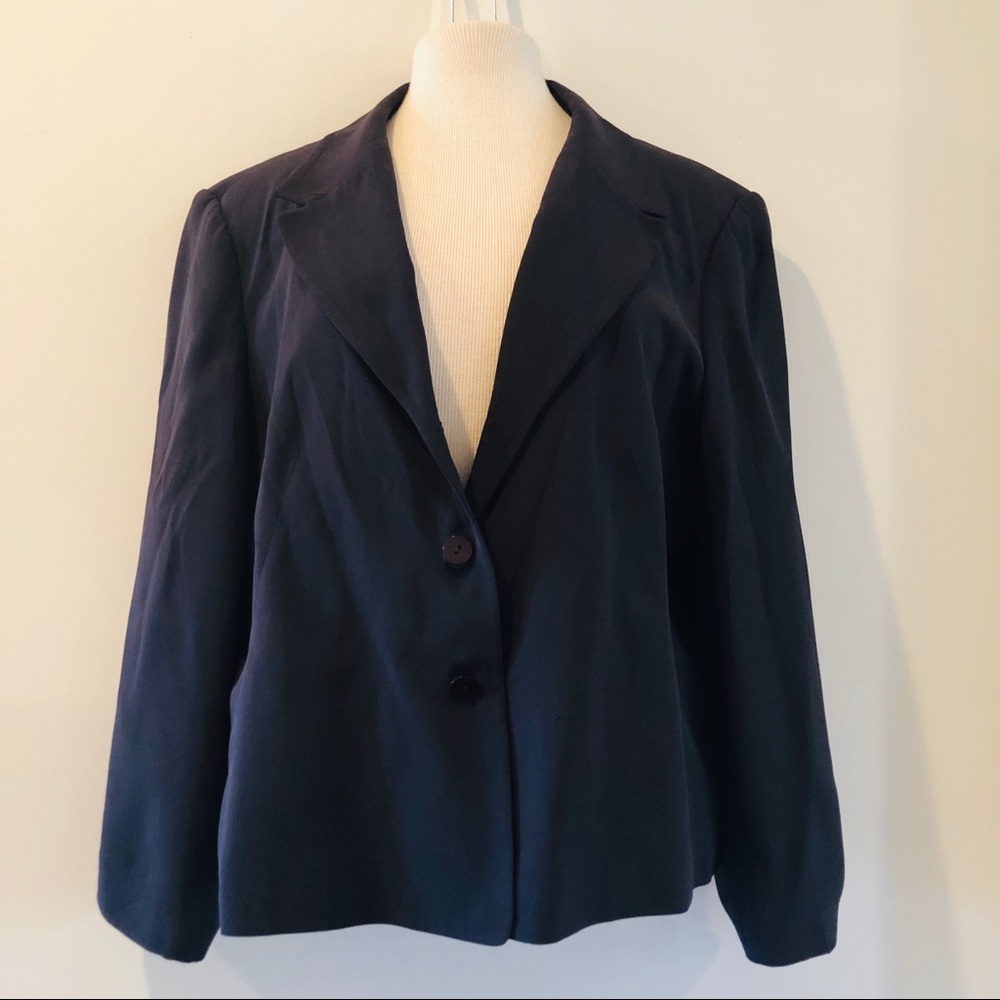 Talbots Pure Silk Black Blazer Size 16
